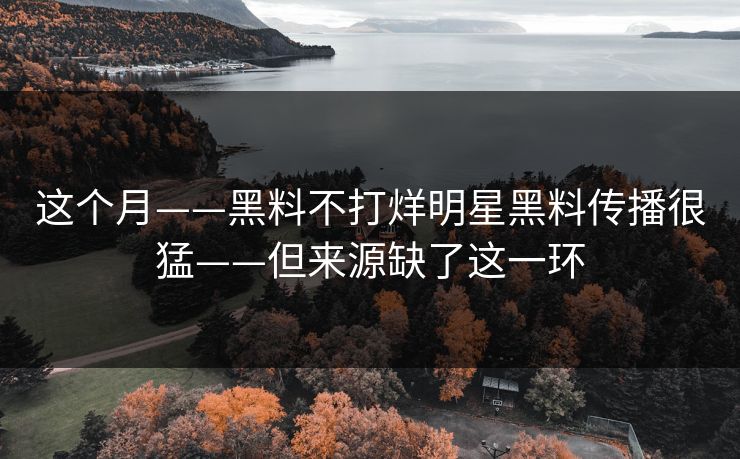这个月——黑料不打烊明星黑料传播很猛——但来源缺了这一环