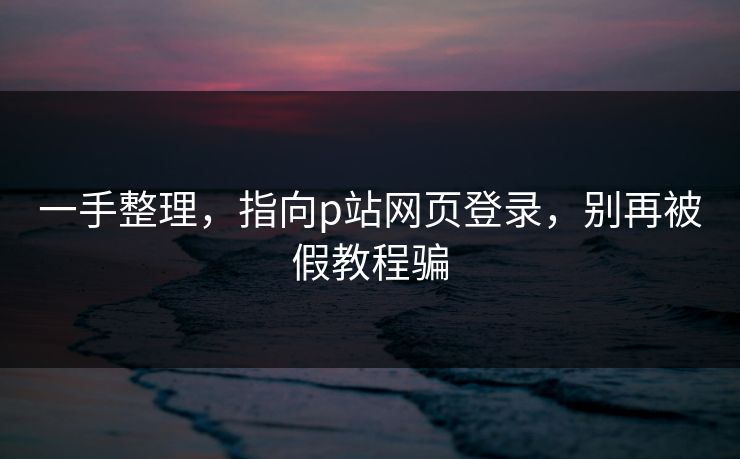 一手整理，指向p站网页登录，别再被假教程骗